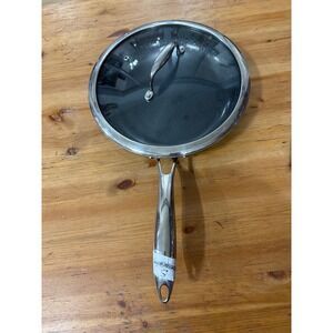 HexClad Hybrid Nonstick 10" Frying Pan with Tempered Glass Lid Stainless Steel
